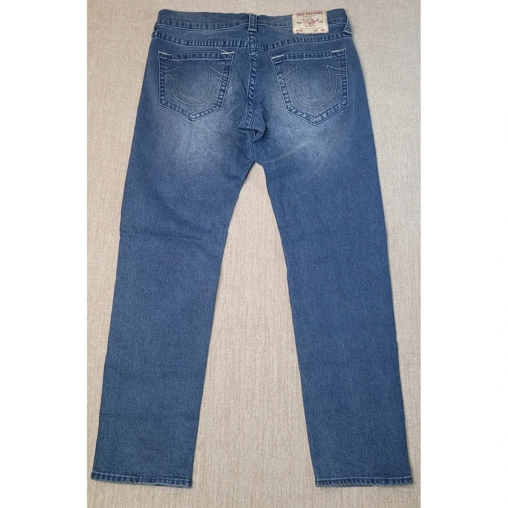 True Religion Geno Relaxed Slim Mens Jeans Blue Medium Wash Size 34